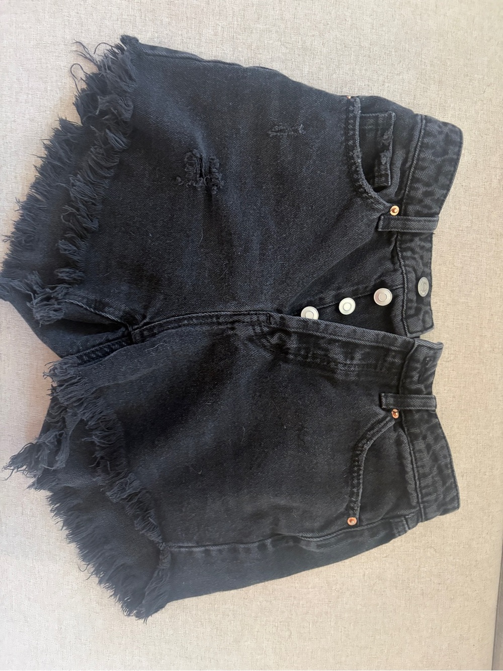wild fable Black High-Rise Frayed Hem Denim Shorts